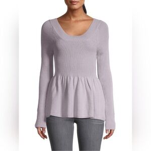 Rebecca Taylor peplum sweater lilac light purple 100% purple ribbed